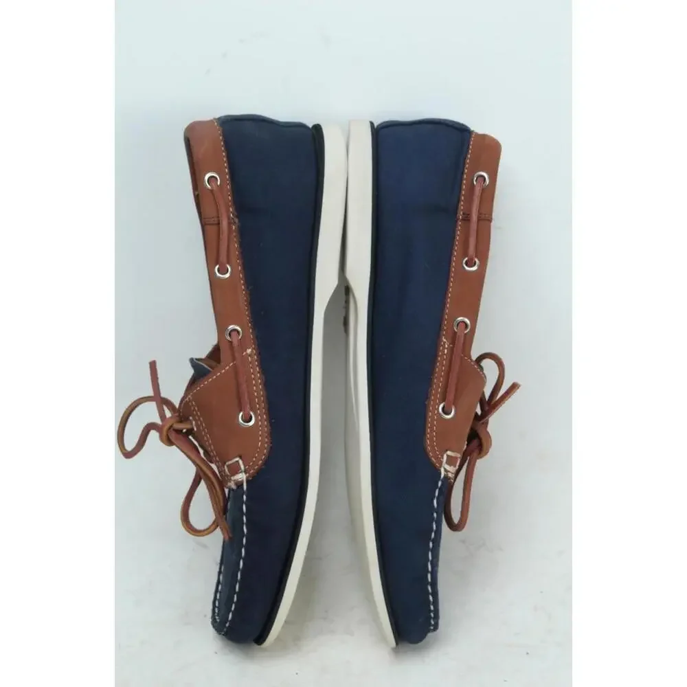 j. crew canvas boat shoes navy slip on mens moc sz 11.5